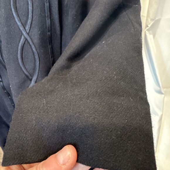 Alorna Petite Medium Shawl Collar Wool Coat Ribbon Trim Made in USA Crop Sleeve - Picture 4 of 11